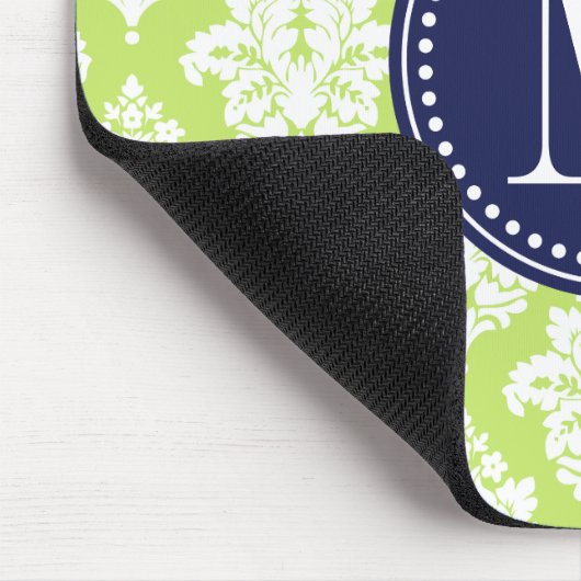 Eleganter grüner Damast personalisiert Mousepad (Ecke)