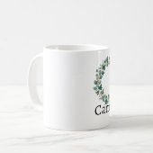 Eleganter grüner Efeu Botanischer personalisierter Kaffeetasse (Vorderseite Links)