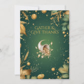 Eleganter grüner Erntedank mit Goldkornucopia Einladung (Vorderseite)