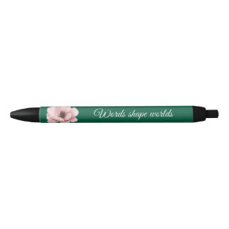 Eleganter grüner Farbstift mit rosa Blume Kugelschreiber