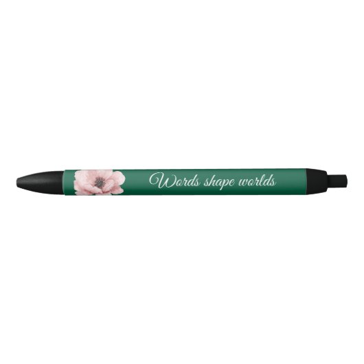 Eleganter grüner Farbstift mit rosa Blume Kugelschreiber (Vorderseite)