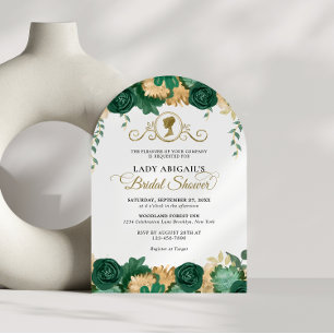 Eleganter grüner floraler viktorianischer Brautpar Einladung
