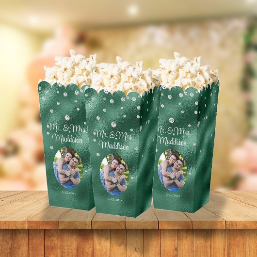 Eleganter Grüner Foil & Diamond Wedding Popcorn Geschenkschachtel