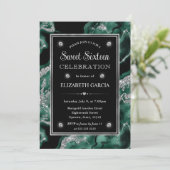 Eleganter grüner Foil & Silver Glitzer Agate Sweet Einladung (Stehend Vorderseite)