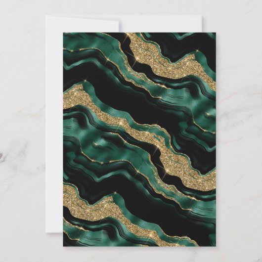 Eleganter Grüner Foil und Gold Glitzer Agate Sweet Einladung (Rückseite)