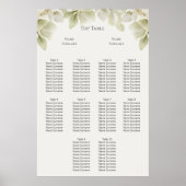 Eleganter grüner Foliage Hochzeitsplan Poster (Vorne)