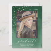 Eleganter Grüner Foto Abschluss Ankündigung (Vorderseite)