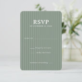 Eleganter grüner gestreifter RSVP Karte (Stehend Vorderseite)