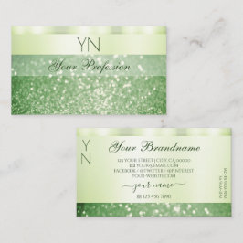 Eleganter grüner glatter Glitzer Monogram Shimmery Visitenkarte