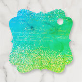 Eleganter grüner Glitzer Gefälligungstags Geschenkanhänger (Rückseite)