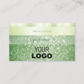 Eleganter, grüner Glitzer mit Logo-Schimmlik Visitenkarte (Vorderseite)
