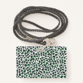 Eleganter grüner Glitzer Schwarzer Leopard-Tierdru Ausweis (Rückseite mit Schlüsselband)