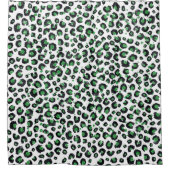 Eleganter grüner Glitzer Schwarzer Leopard-Tierdru Duschvorhang (Vorderseite)