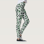 Eleganter grüner Glitzer Schwarzer Leopard-Tierdru Leggings (Rechts)