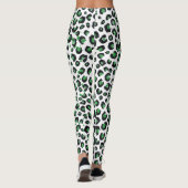 Eleganter grüner Glitzer Schwarzer Leopard-Tierdru Leggings (Rückseite)