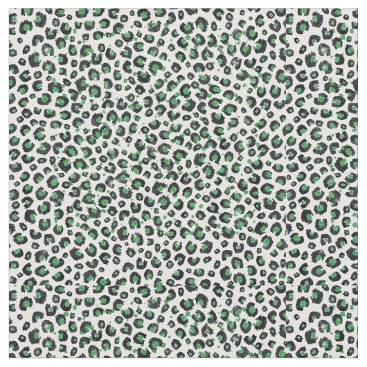 Eleganter grüner Glitzer Schwarzer Leopard-Tierdru Stoff (Nahaufnahme)