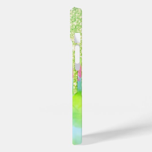Eleganter grüner Glitzer Tropfen Gefärbte Krawatte Case-Mate iPhone Hülle (Rückseite / Links)