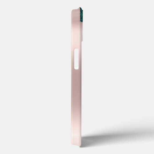 Eleganter grüner Glitzer Tropfen Rose Gold Case-Mate iPhone Hülle (Rückseite / Rechts)