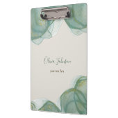 Eleganter grüner Glitzer Wasserfarbe Klemmbrett (Links)