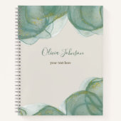 Eleganter grüner Glitzer Wasserfarbe Notizblock (Vorderseite)