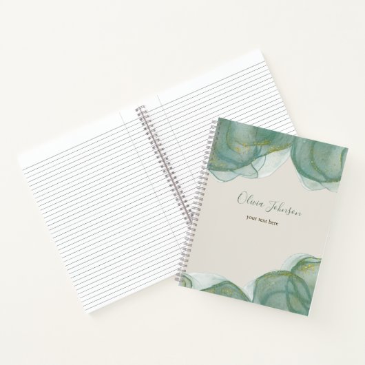 Eleganter grüner Glitzer Wasserfarbe Notizblock (Innenseite)