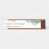 Eleganter grüner Glitzer Wasserfarbe Schreibtischnamensplakette (Vorderseite )