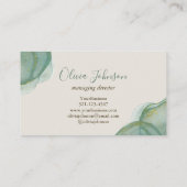 Eleganter grüner Glitzer Wasserfarbe Visitenkarte (Rückseite)