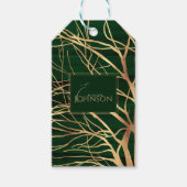 Eleganter Grüner Goldener Herbstbaum Zeichnend Geschenkanhänger (Vorderseite)