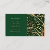 Eleganter Grüner Goldener Herbstbaum Zeichnend Visitenkarte (Rückseite)