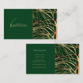 Eleganter Grüner Goldener Herbstbaum Zeichnend Visitenkarte (Vorne/Hinten)