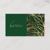 Eleganter Grüner Goldener Herbstbaum Zeichnend Visitenkarte (Vorderseite)