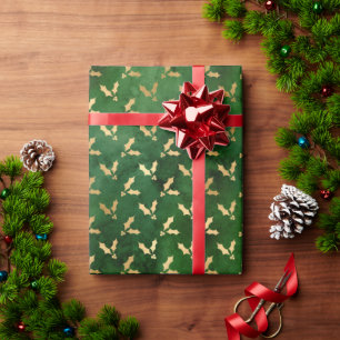 Eleganter grüner Goldfolie süßes Mistelzweig-Muste Geschenkpapier