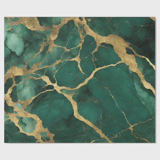 Eleganter grüner Goldmarmor Geschenkpapier (Flach)