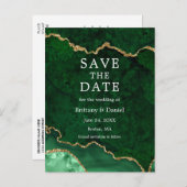 Eleganter Grüner Goldmarmorgeode Ankündigungspostkarte (Vorne/Hinten)