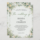 Eleganter grüner Goldminzcreme Eukalyptus Einladung (Vorne/Hinten)