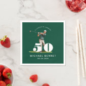 Eleganter grüner Golfer 50. Geburtstag Serviette (Beispiel)
