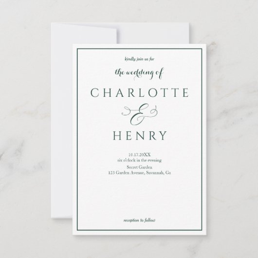 Eleganter grüner Haushalt Qr Code Hochzeit Einladung (Vorderseite)