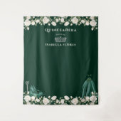 Eleganter grüner Hintergrund der Blumenprinzessin Wandteppich (Vorderseite)