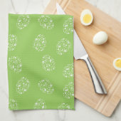 Eleganter grüner Hintergrund mit Ziereiern Geschirrtuch (Viertel Falte)