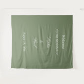 Eleganter grüner Hochzeitsteppich im Salbeigrün Wandteppich (Vorderseite (Horizontal))