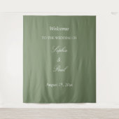 Eleganter grüner Hochzeitsteppich im Salbeigrün Wandteppich (Vorderseite)