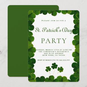Eleganter grüner Kleeblattrahmen St. Patrick Party Einladung