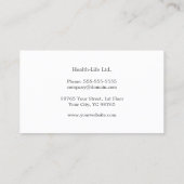 Eleganter Grüner Körperernährungsist Dietitian Visitenkarte (Rückseite)
