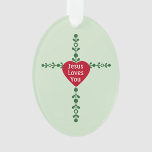 Eleganter grüner Kranz Kreuz Frohe Weihnachten Ein Ornament