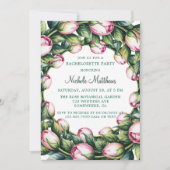 Eleganter grüner Kreide Rosa Buds Junggeselinnen-A Einladung (Vorderseite)