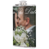 Eleganter grüner Kuss Save the Date Flachmann (Links)