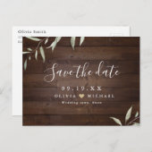 Eleganter, grüner Landkreis rustikal Save the Date Postkarte (Vorne/Hinten)