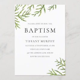 Eleganter Grüner Leaf Boy oder Taufe für Mädchen Einladung