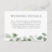 Eleganter grüner Leaf - Details Empfang Begleitkarte (Vorderseite)