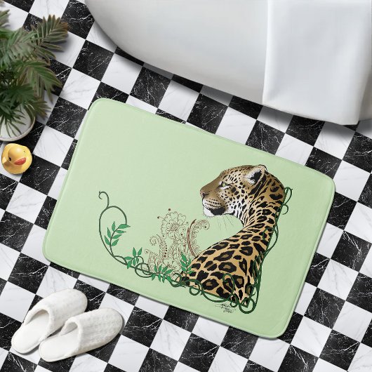 Eleganter grüner Leopard-Botanik-Henna Badematte